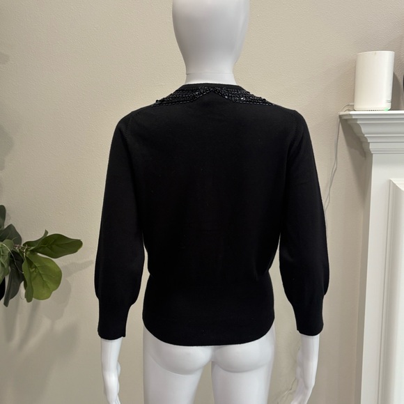 The Limited Sequin Beaded Embroidered Cardigan Size M Black Silk Cashmere Blend - Picture 7 of 12